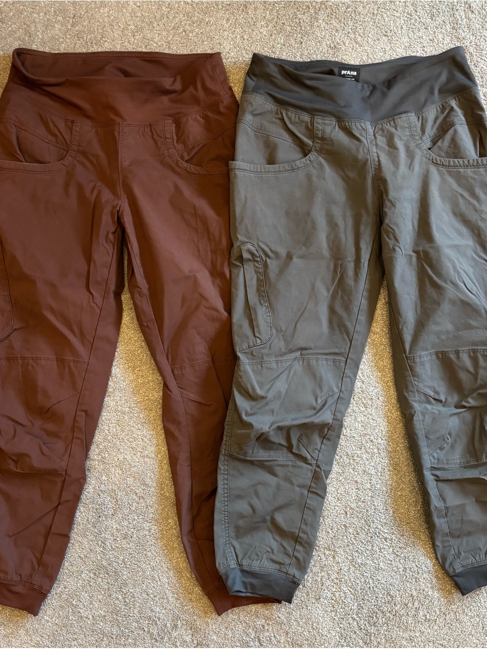 Prana Women's Cargo Joggers in Brown and Olive